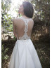 Ivory Lace Satin Transparent Back Wedding Dress